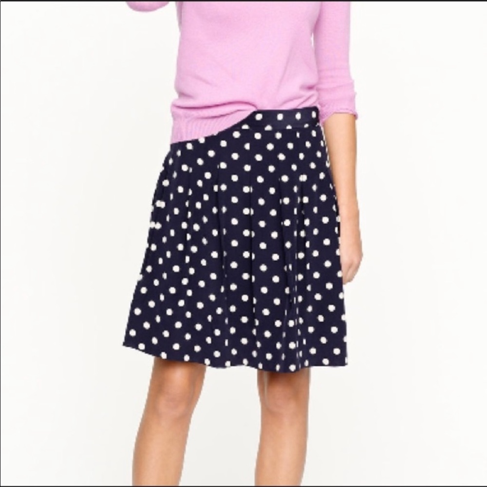 J. Crew Navy Polka Dot A-Line Skirt